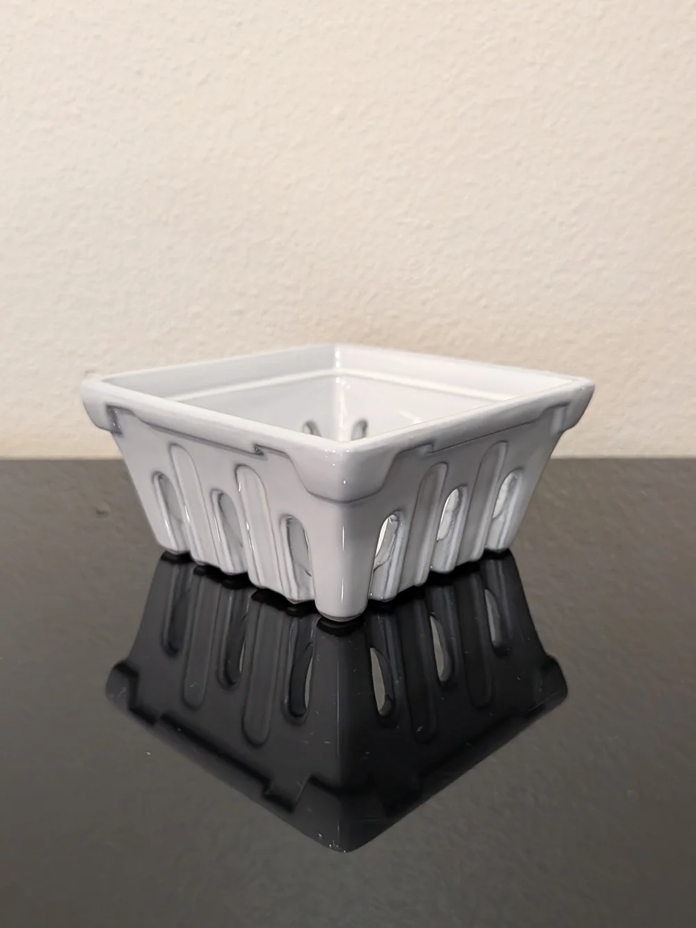 Sur La Table White Glazed Ceramic Berry Basket Dish